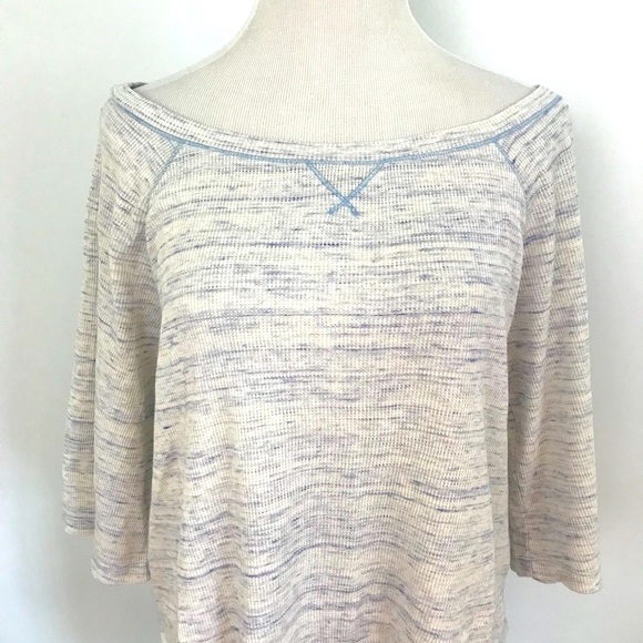 free people cropped marled blue thermal top - Picture 5 of 8